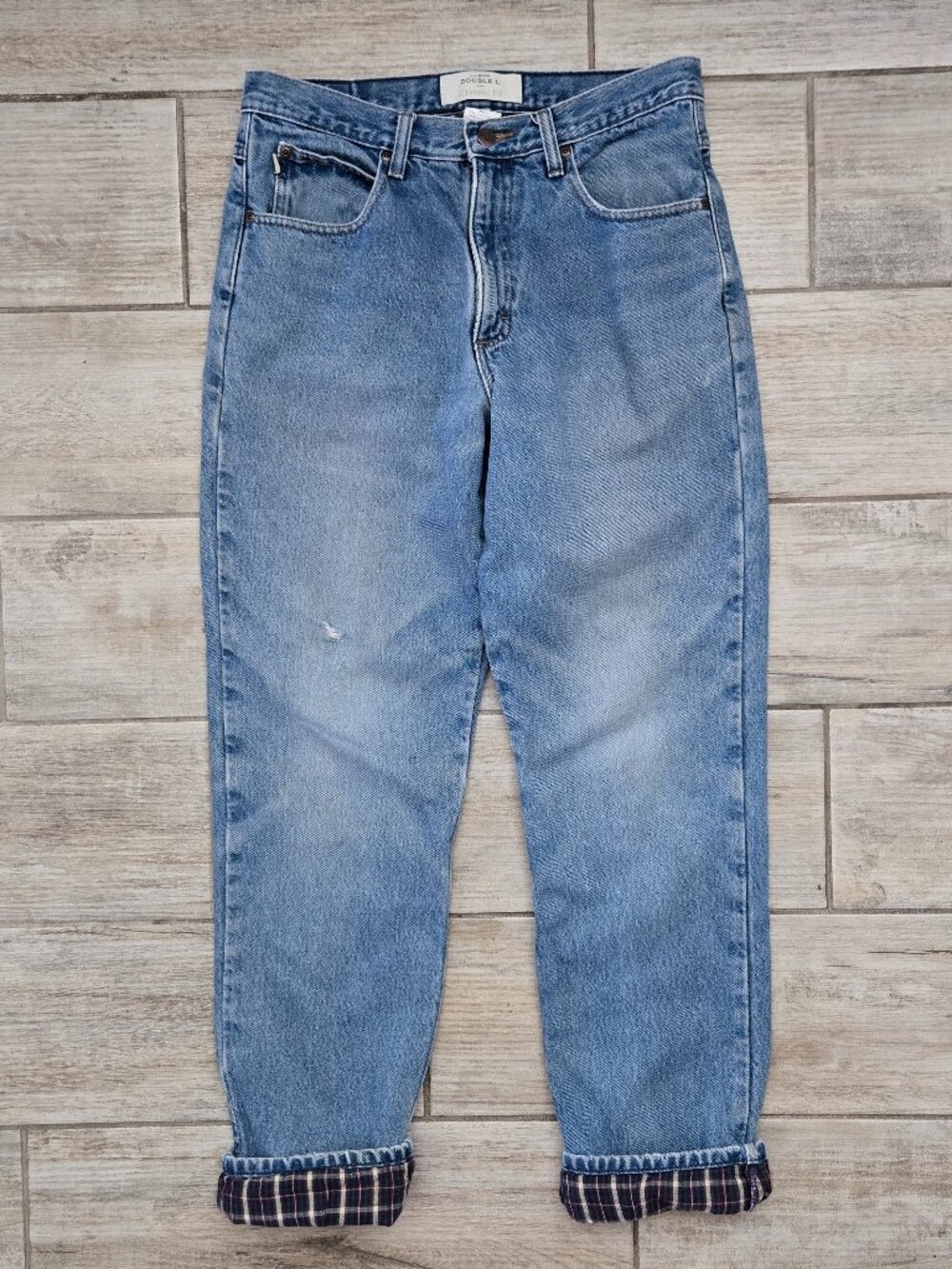 L.L. Bean Double L Flannel Lined Jeans Men Distressed Classic Fit Cotton 32W 32L